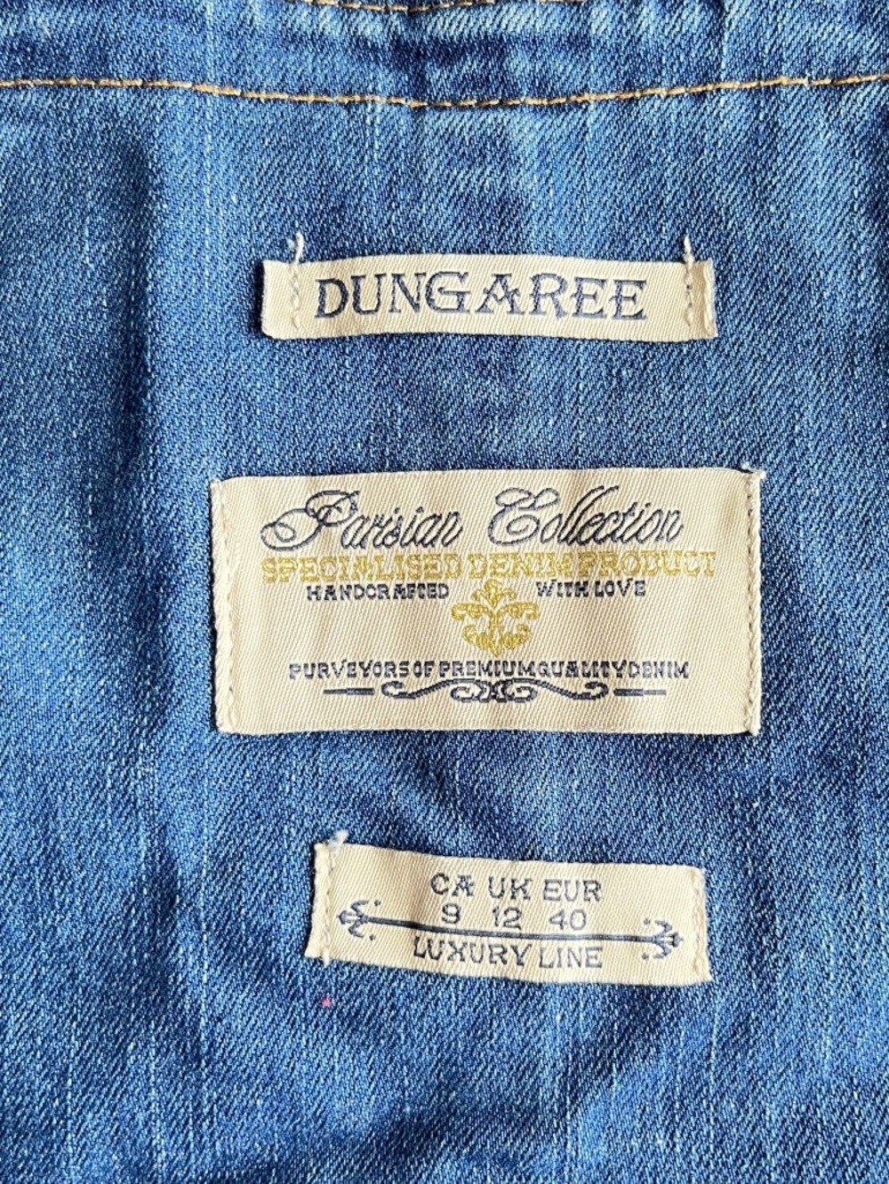 Parisian Collection Luxury Line Distressed Denim Dungaree Overalls Size 9 Y2K - Picture 4 of 14
